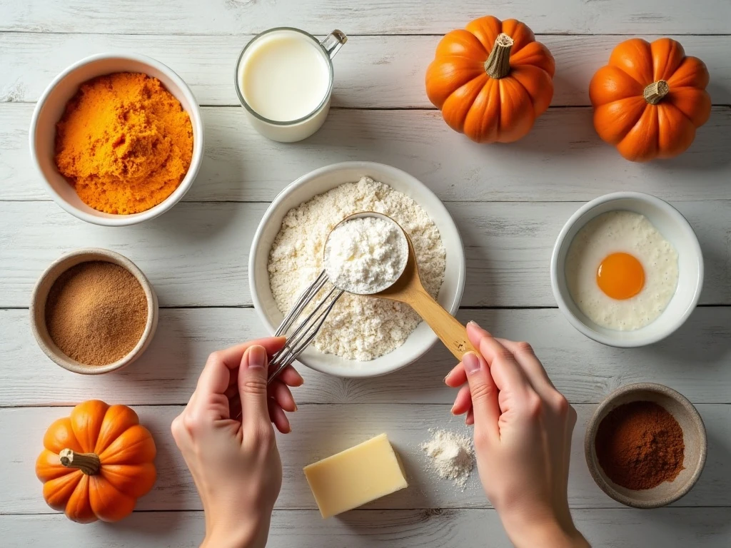 Ingredients for homemade pumpkin cinnamon rolls