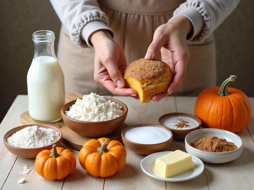 Ingredients for homemade pumpkin cinnamon rolls