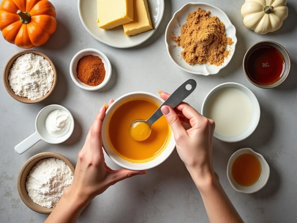 Ingredients for easy pumpkin cream puffs