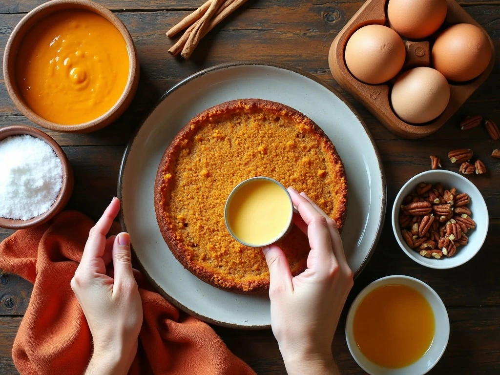 Ingredients for easy pumpkin dump cake arranged for fall baking