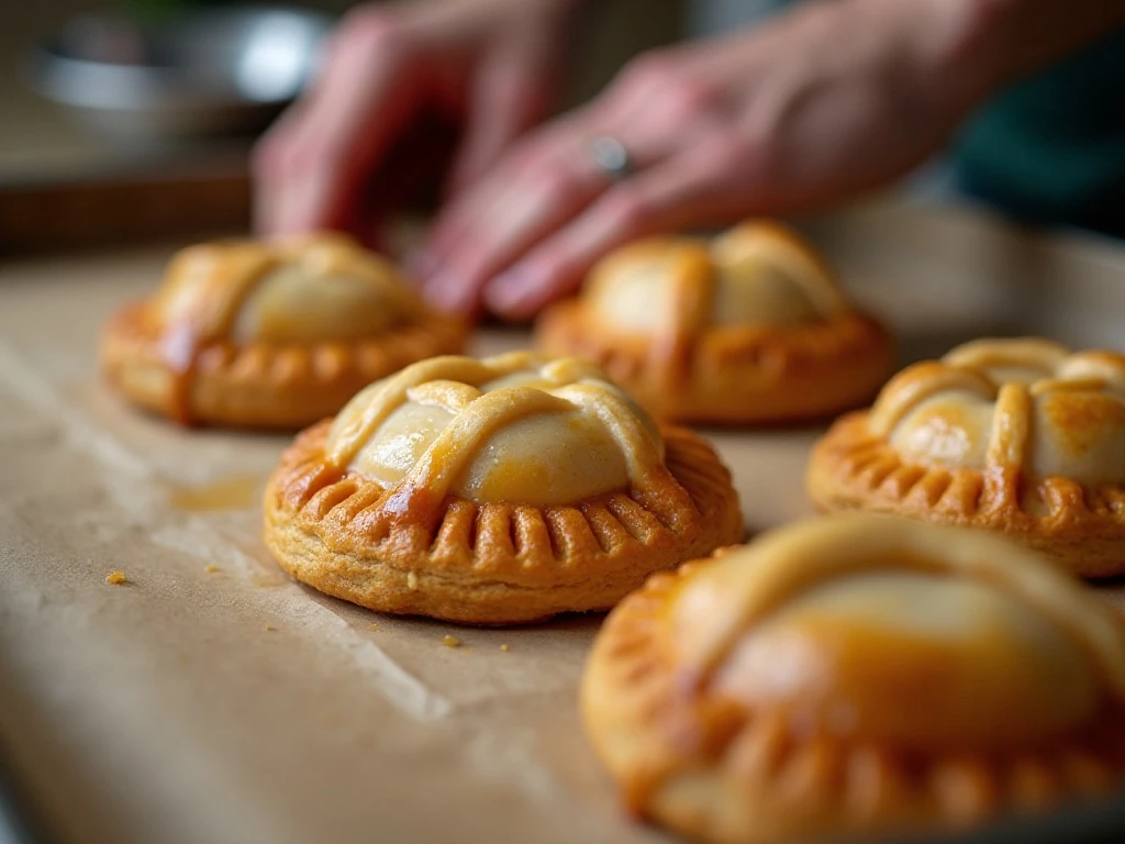 Fork-sealed pumpkin hand pie ready for baking