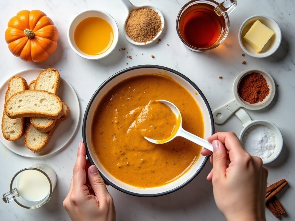 Ingredients for pumpkin maple crockpot French toast