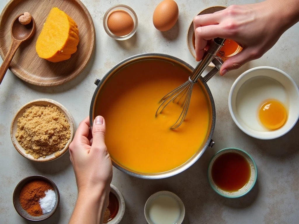 Ingredients for pumpkin mousse with maple whipped cream