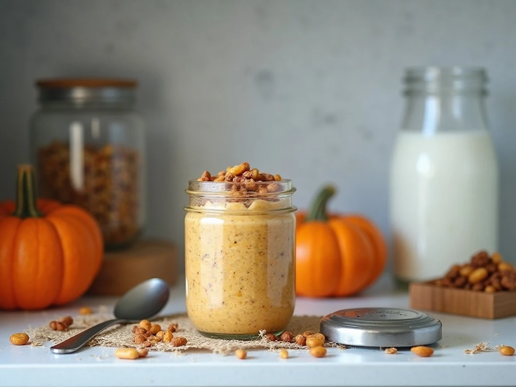 Prepared pumpkin overnight oats ready for refrigerated storage