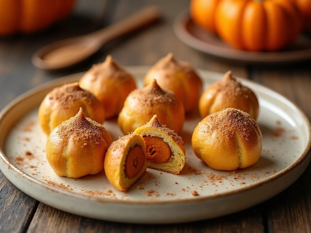 Golden pumpkin pie bombs with warm spiced pumpkin filling