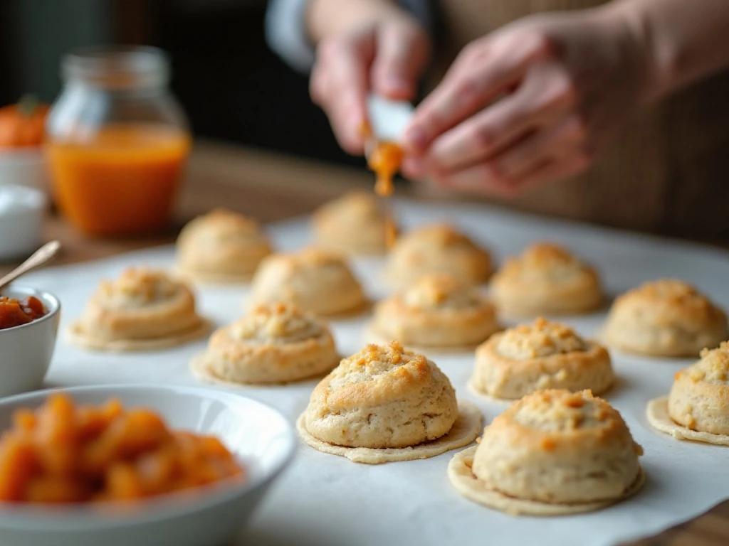 Sealed pumpkin pie bomb dough balls ready for baking