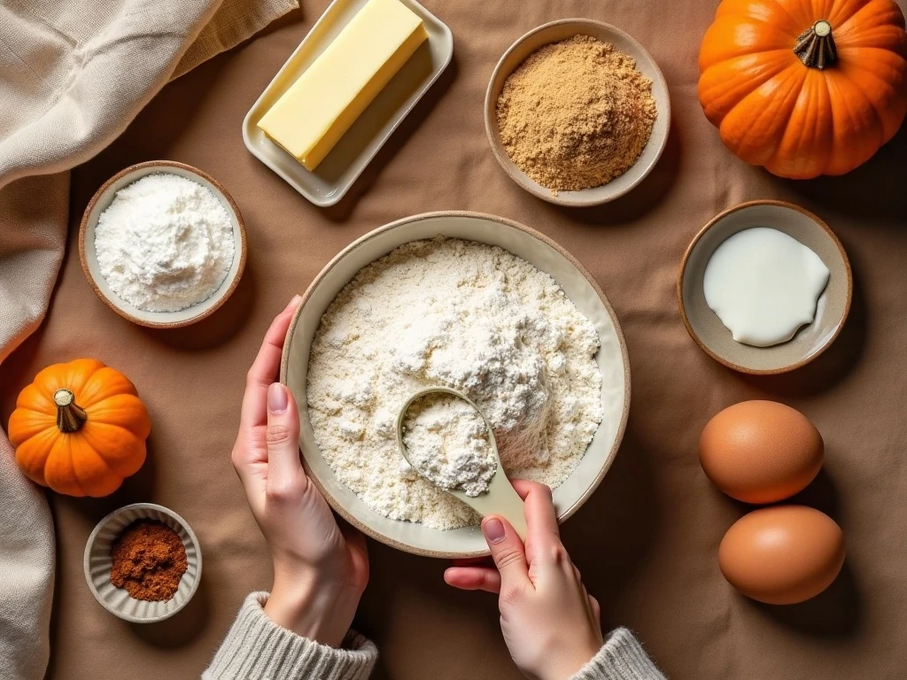 Ingredients for pumpkin pie cupcakes and cream-cheese frosting