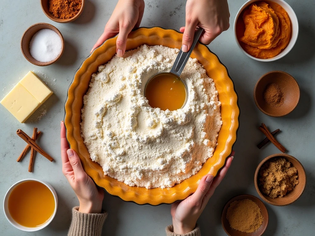 Ingredients for homemade pumpkin pie from scratch