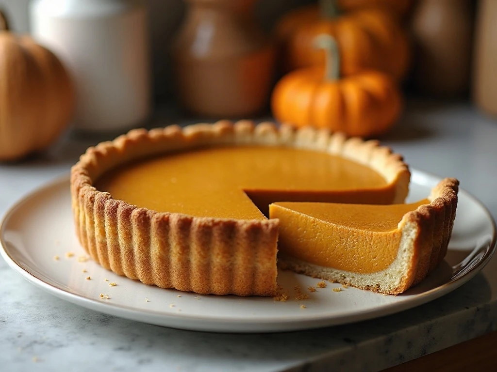 Covered homemade pumpkin pie ready for storage