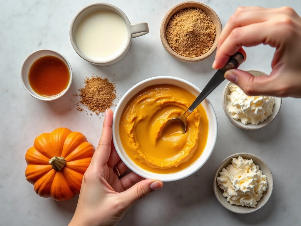 Ingredients for easy no-bake pumpkin pie parfaits