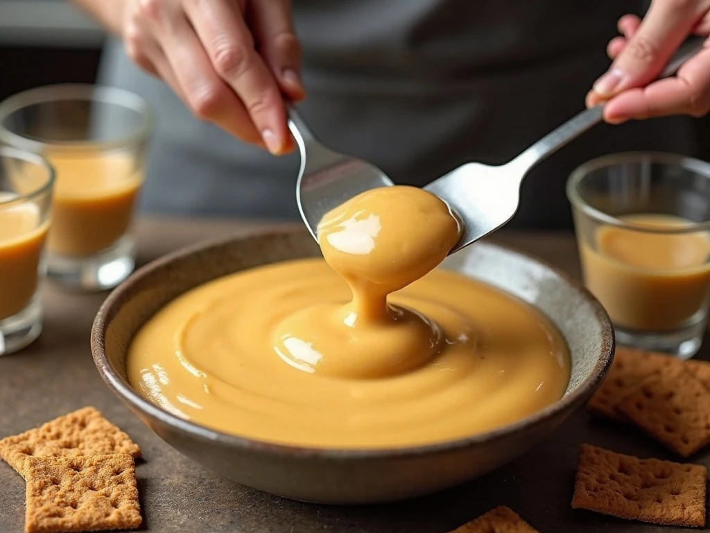 Folding pudding into pumpkin mixture for parfait filling