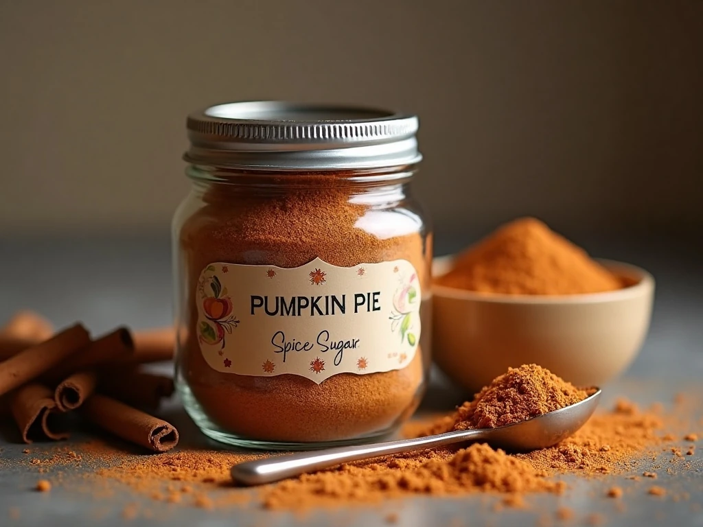 Airtight jar of pumpkin pie spice sugar for storage
