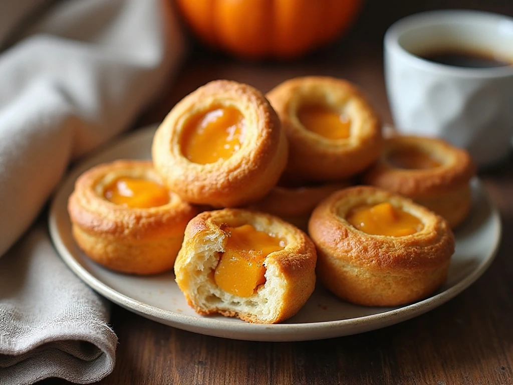 Warm pumpkin pastry bites served with coffee