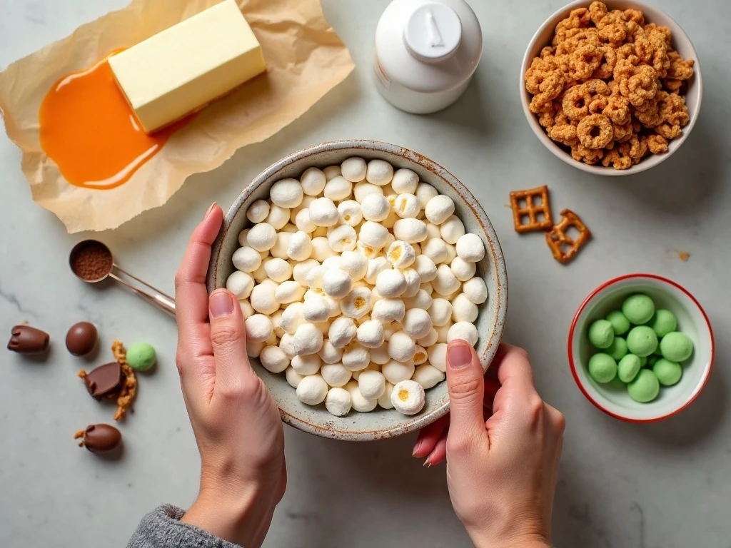 Ingredients for easy pumpkin Rice Krispie treats
