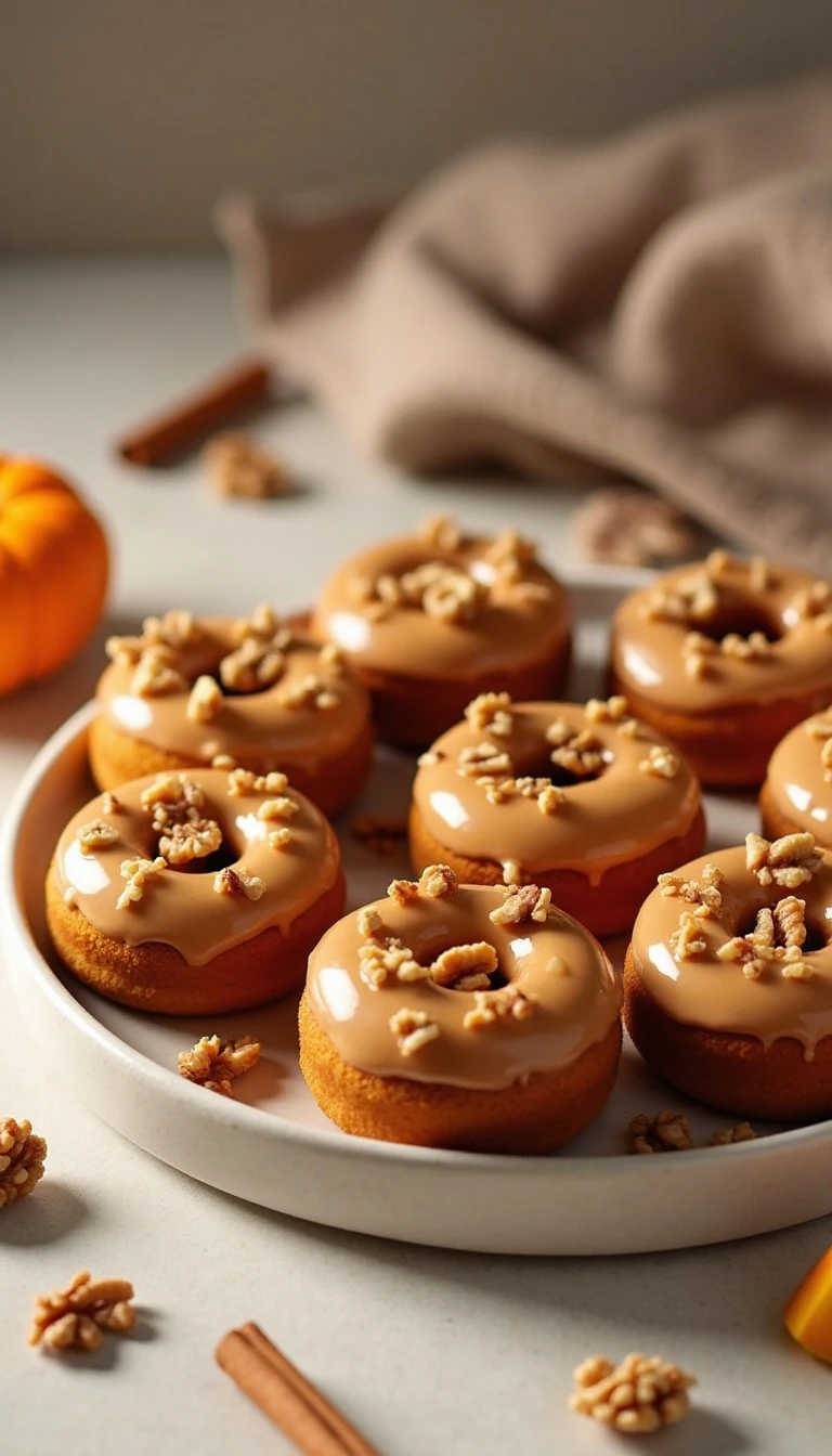 Pumpkin Spice Baked Donuts With Maple Walnut Glaze