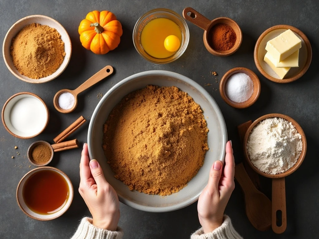 Ingredients for soft and chewy pumpkin spice cookies