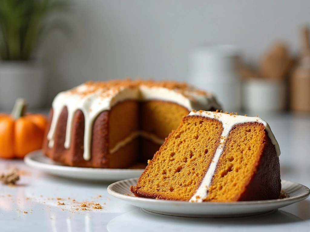 Chilled pumpkin spice icebox cake ready to serve