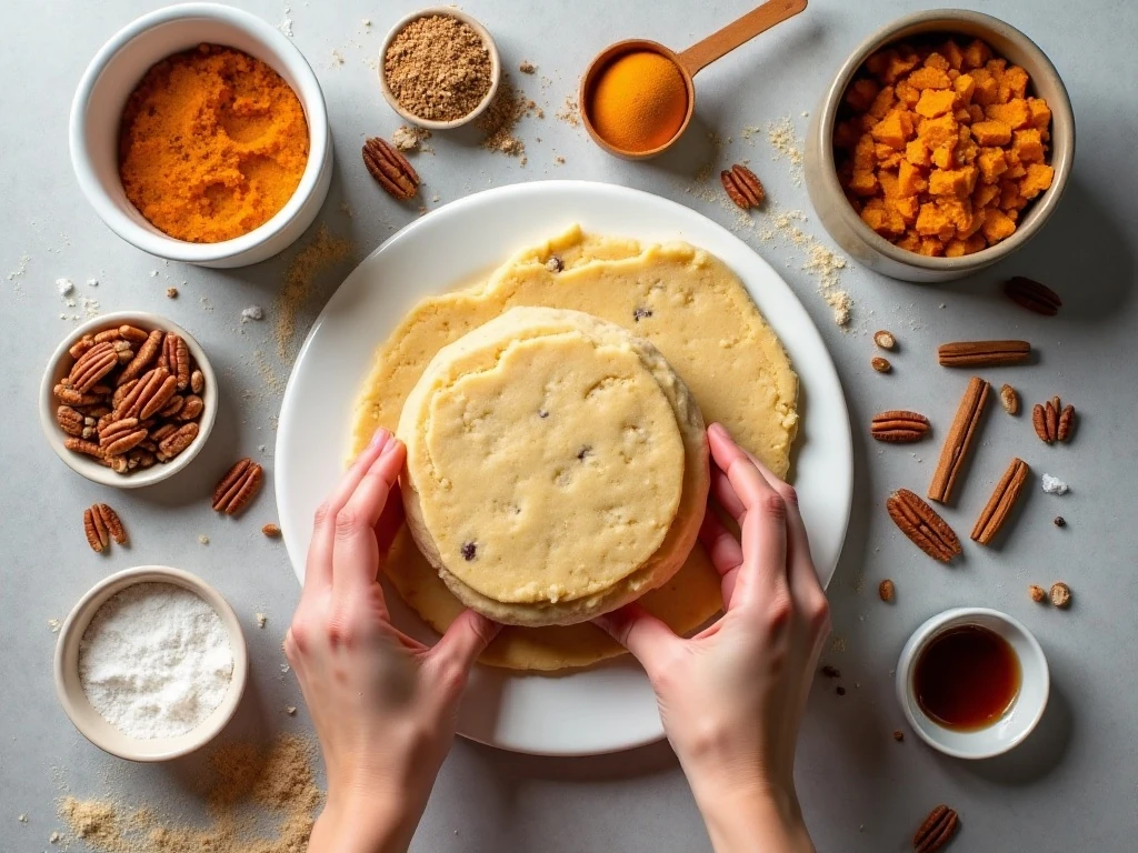 Ingredients for pumpkin spice pecan cookie cups