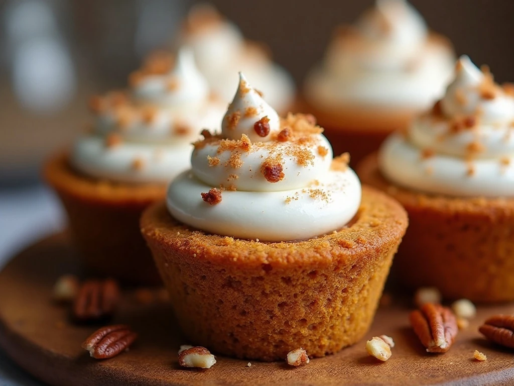 Garnished pumpkin pecan cookie cup with whipped cream and cinnamon