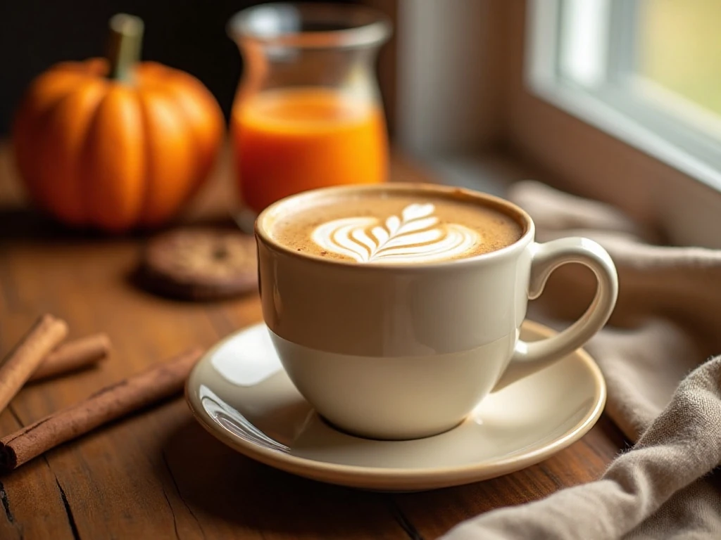 Pumpkin spice latte served with homemade pumpkin spice sauce