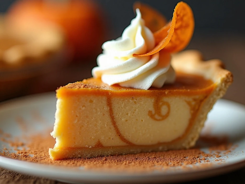 Close-up of the creamy pumpkin swirl pattern