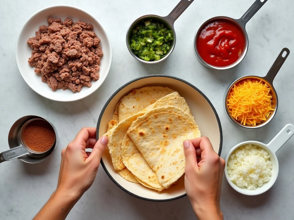 Ingredients for easy quesadilla casserole