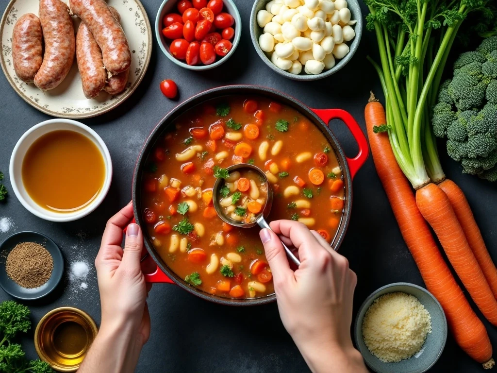 Ingredients for Italian sausage and white bean soup