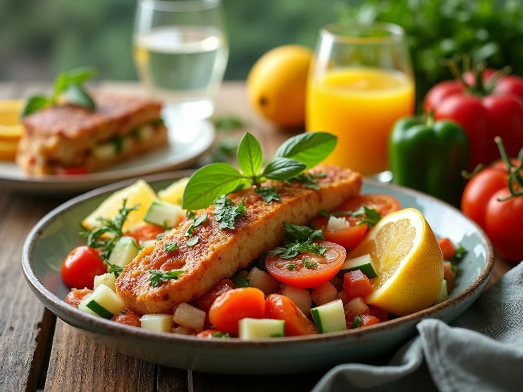 Colorful summer meal ideas arranged on a bright table