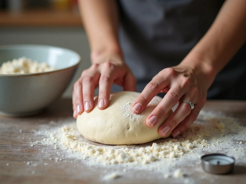 Soft yeast dough being kneaded for fluffy dinner rolls