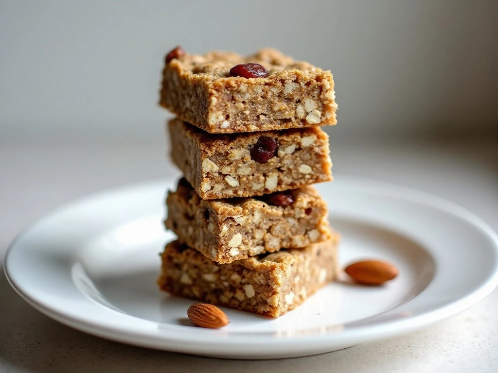 Stack of healthy homemade no-bake oat bars