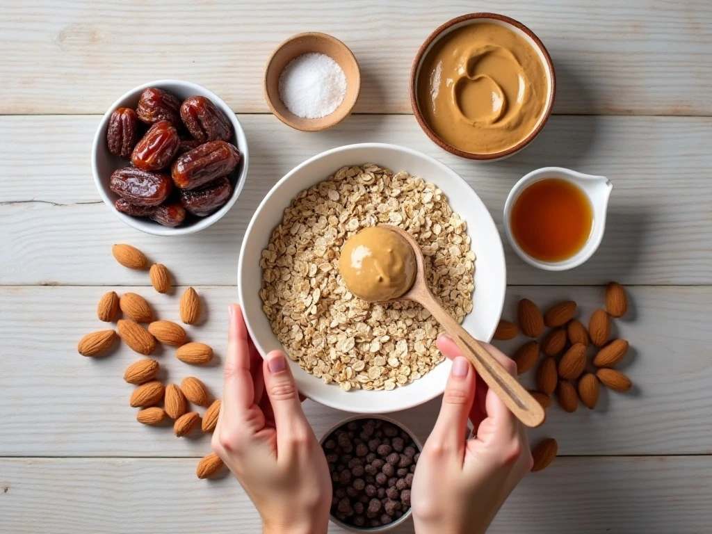 Ingredients for healthy no-bake oat bars