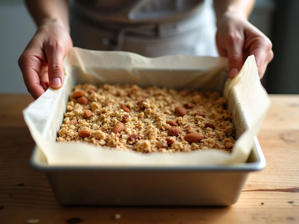 Firmly compacting oat mixture for chewy bars