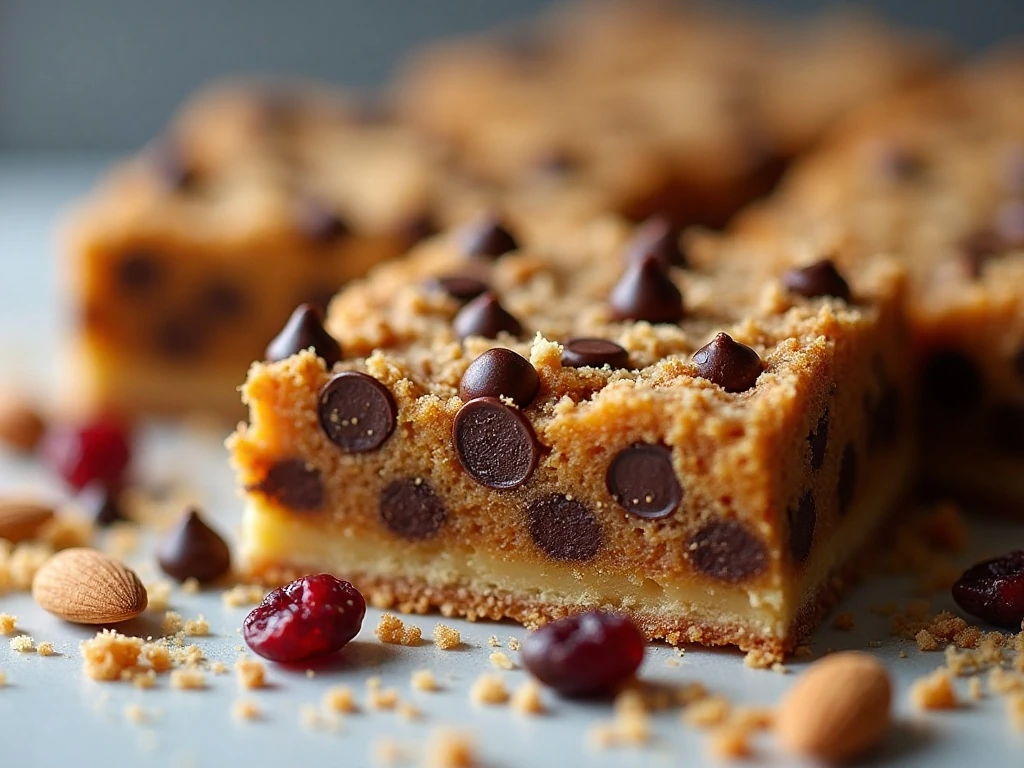 No-bake bars with chocolate chips seeds and cranberries