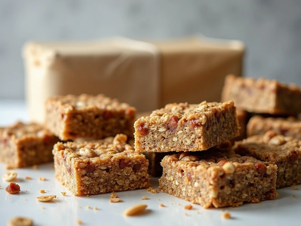 Stored homemade no-bake bars for meal prep