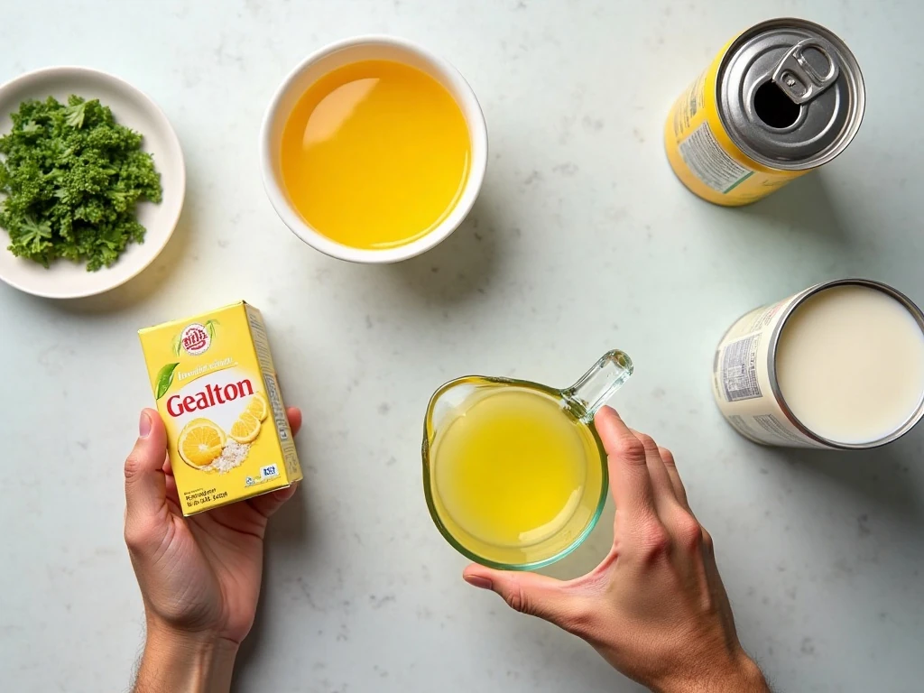 Four main ingredients for lemonade jello whips