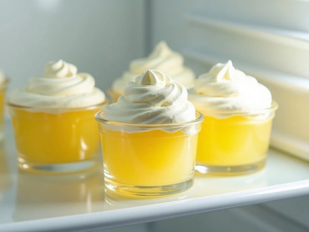 Chilled lemonade jello whip ready for serving