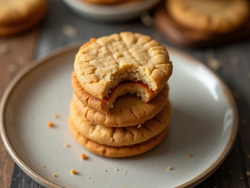 Stack of soft peanut butter sandwich cookies with creamy filling