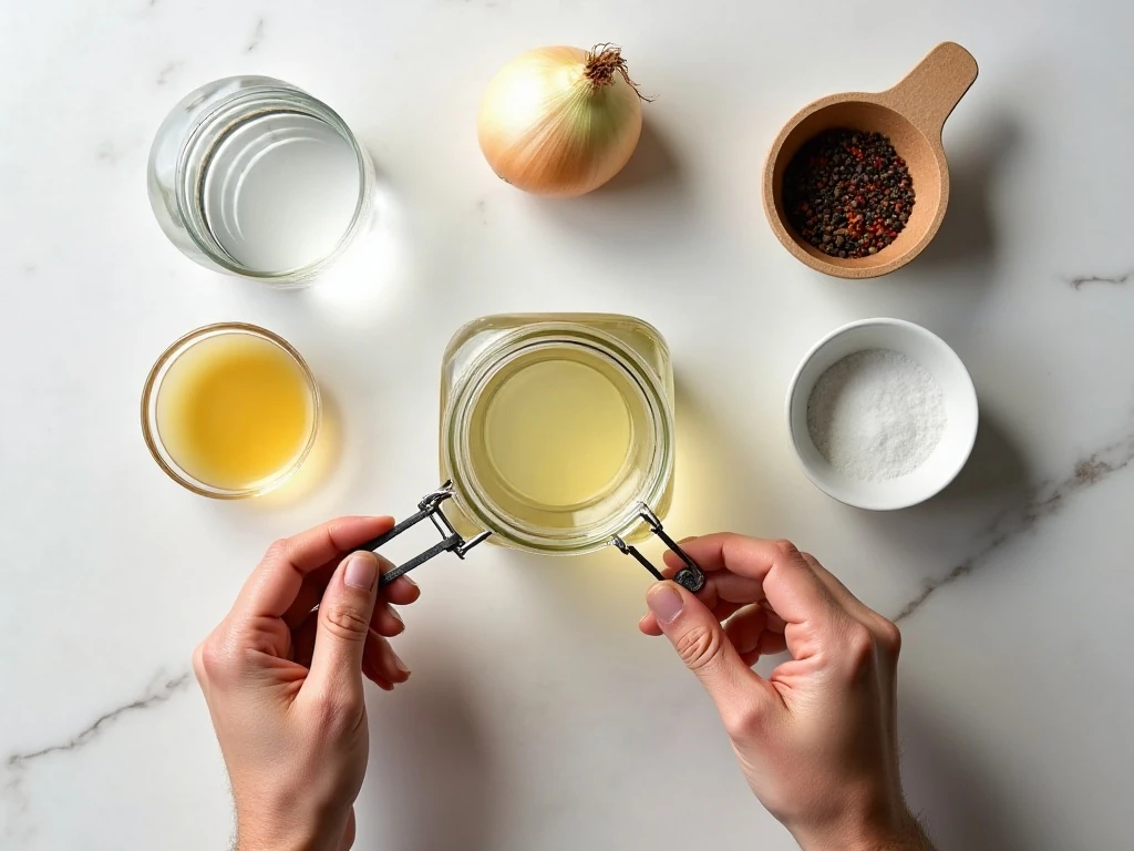 Ingredients for easy quick-pickled Vidalia onions