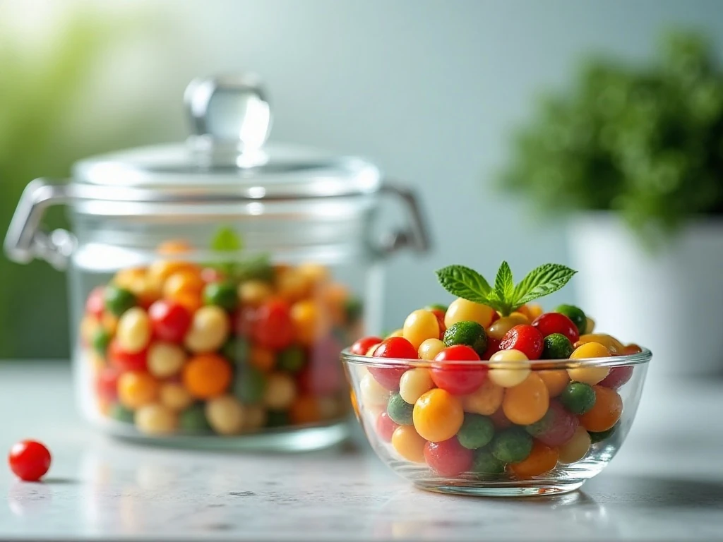 Make-ahead rainbow bean salad stored for serving