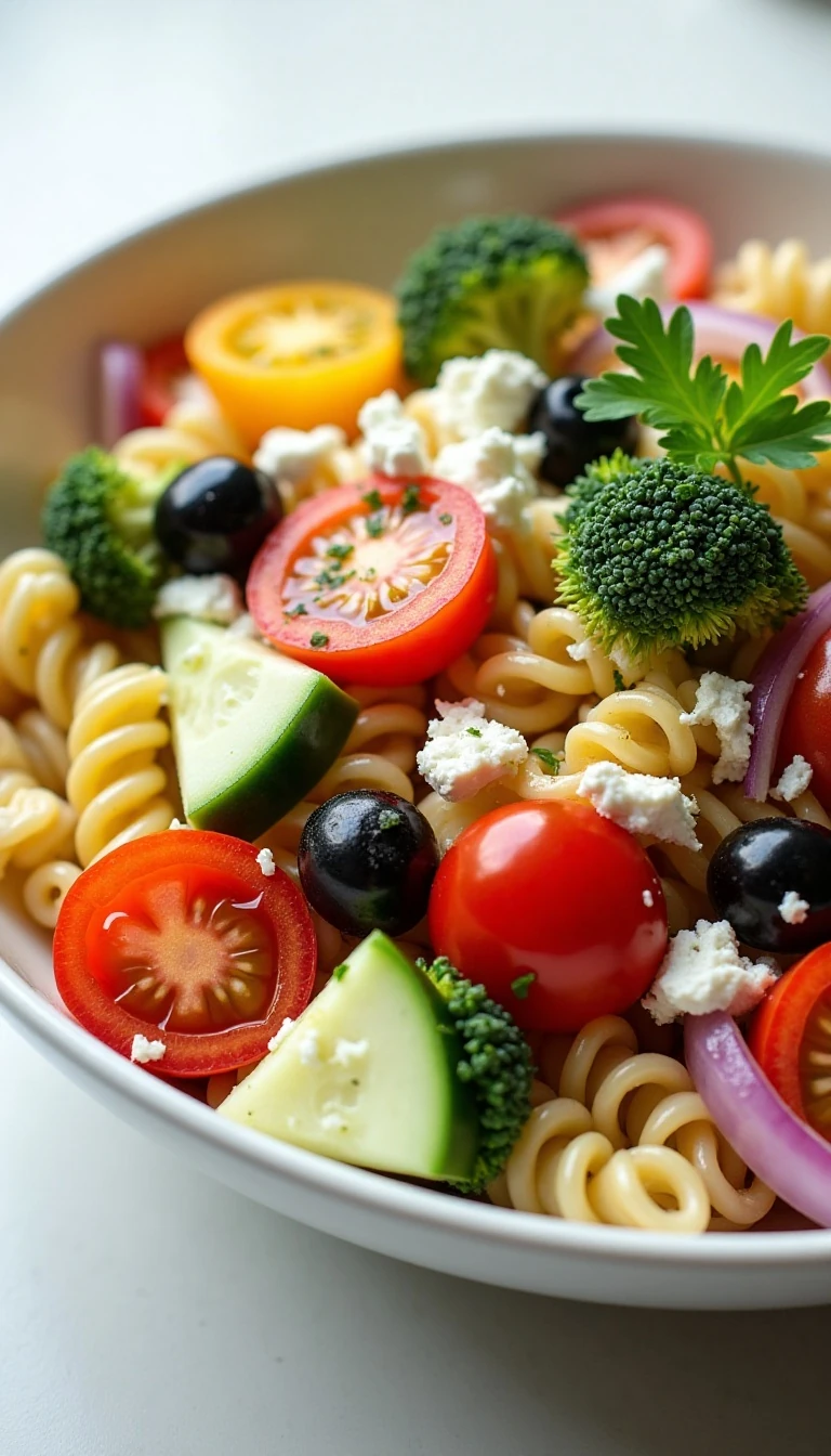 Vibrant Rainbow Pasta Salad Recipe - Easy & Flavorful