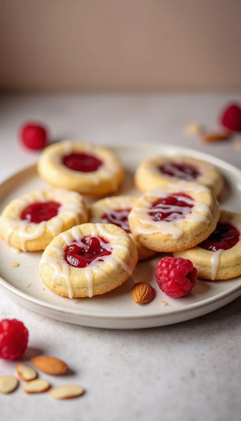 Raspberry Almond Shortbread Thumbprint Cookie Recipe
