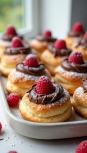 Raspberry Chocolate Cream Puffs with Puff Pastry