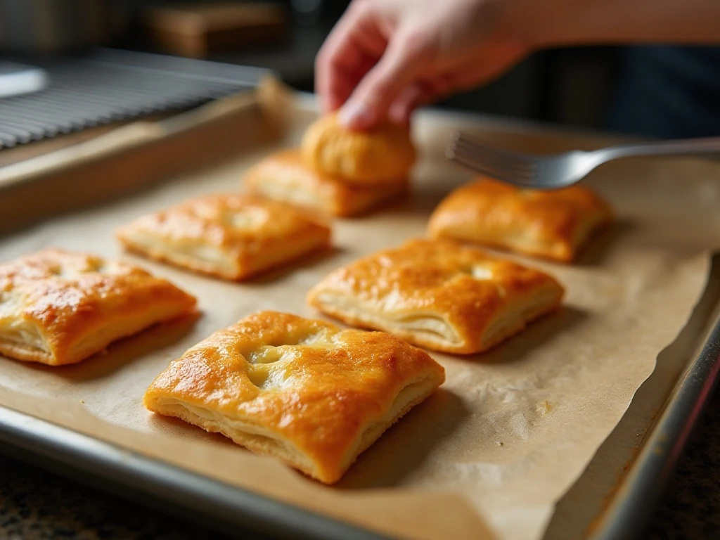 Golden puff pastry rectangles baking for raspberry lemon napoleons