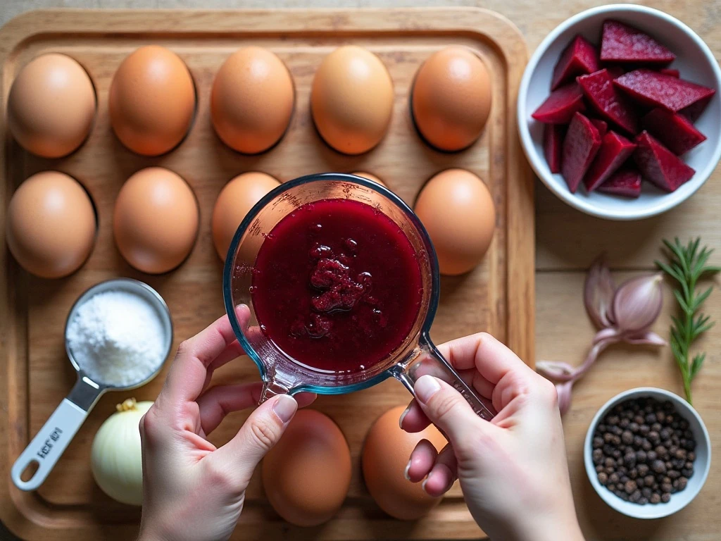 Ingredients for easy pickled red beet eggs