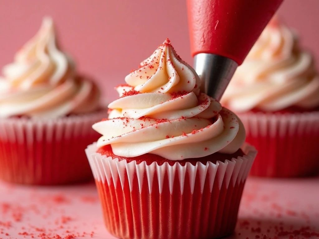 Red cream soda buttercream swirl finished with red sanding sugar
