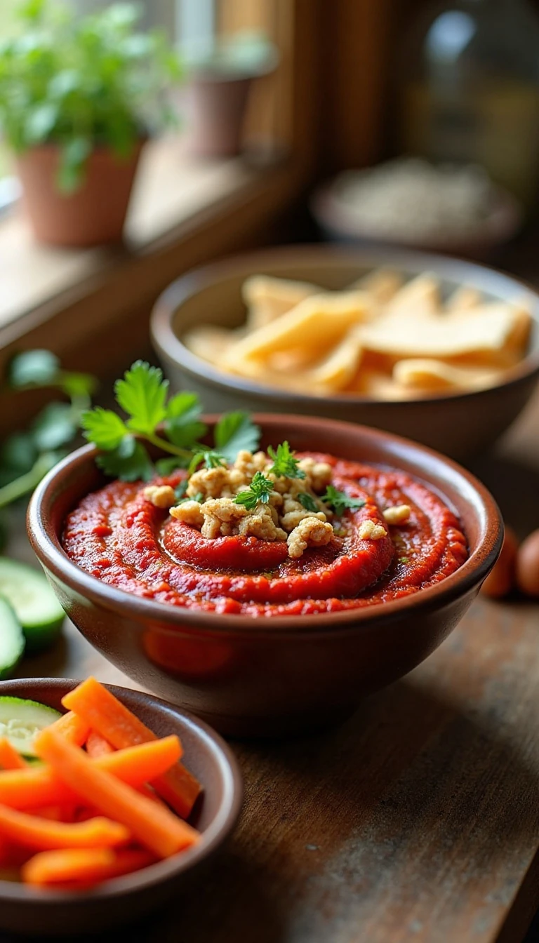 Easy Roasted Red Pepper Dip (Muhammara Recipe)