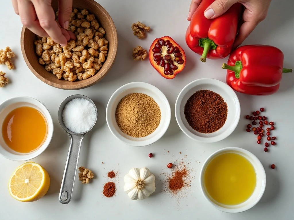Ingredients for easy roasted red pepper dip