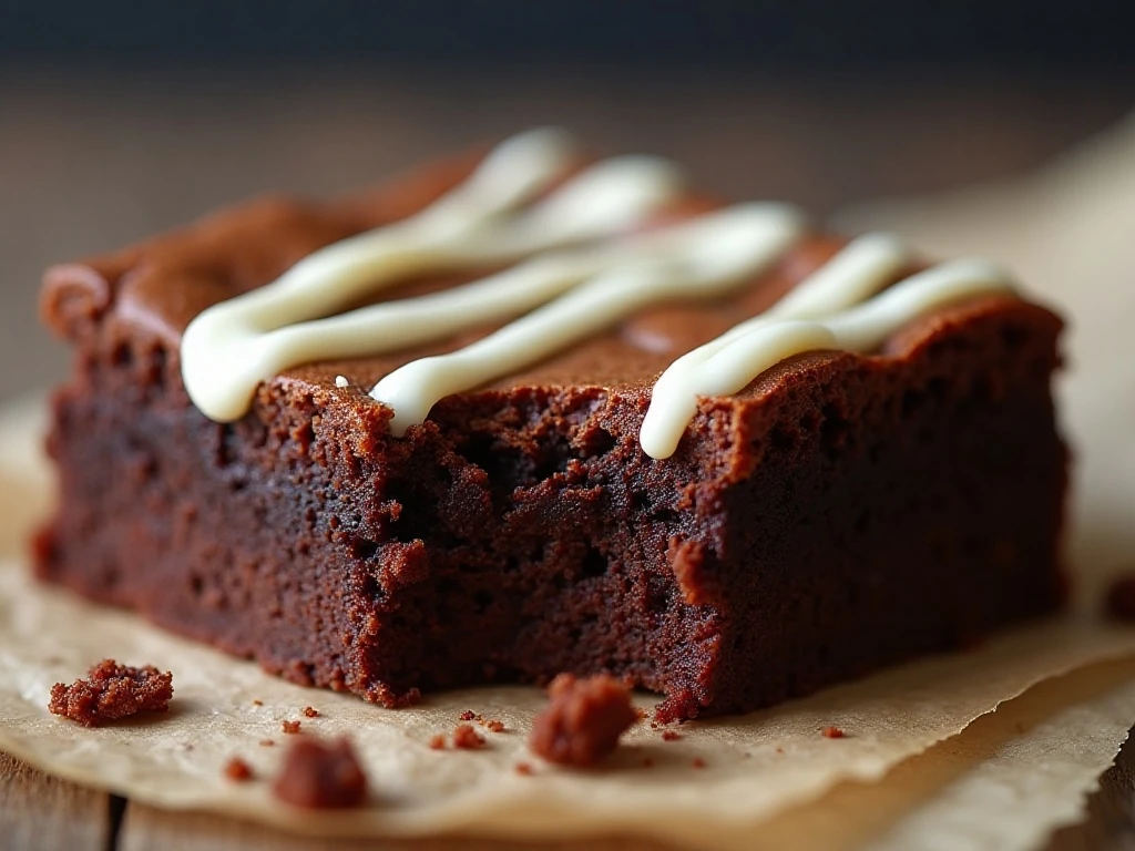 Fudgy red velvet brownie center with moist crumbs
