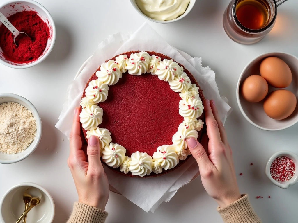 Ingredients for boozy red velvet cake balls