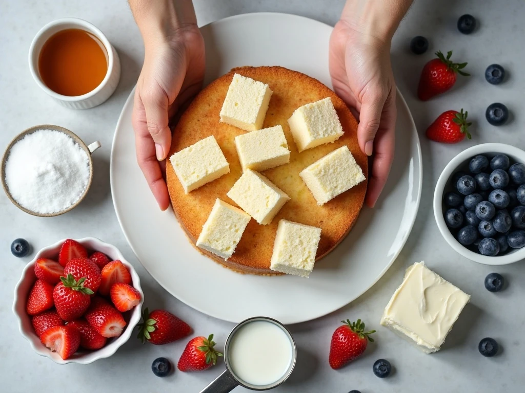 Ingredients for a red, white, and blue berry trifle